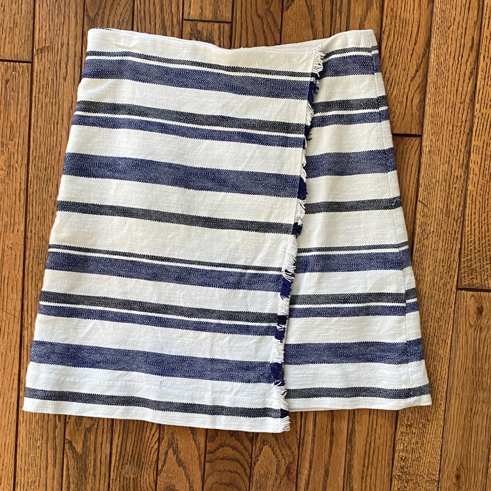 LOFT Navy and White Striped A-Line Skirt